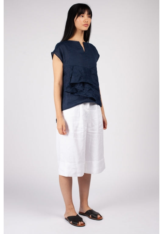 Fuzuki Fold Top in Navy