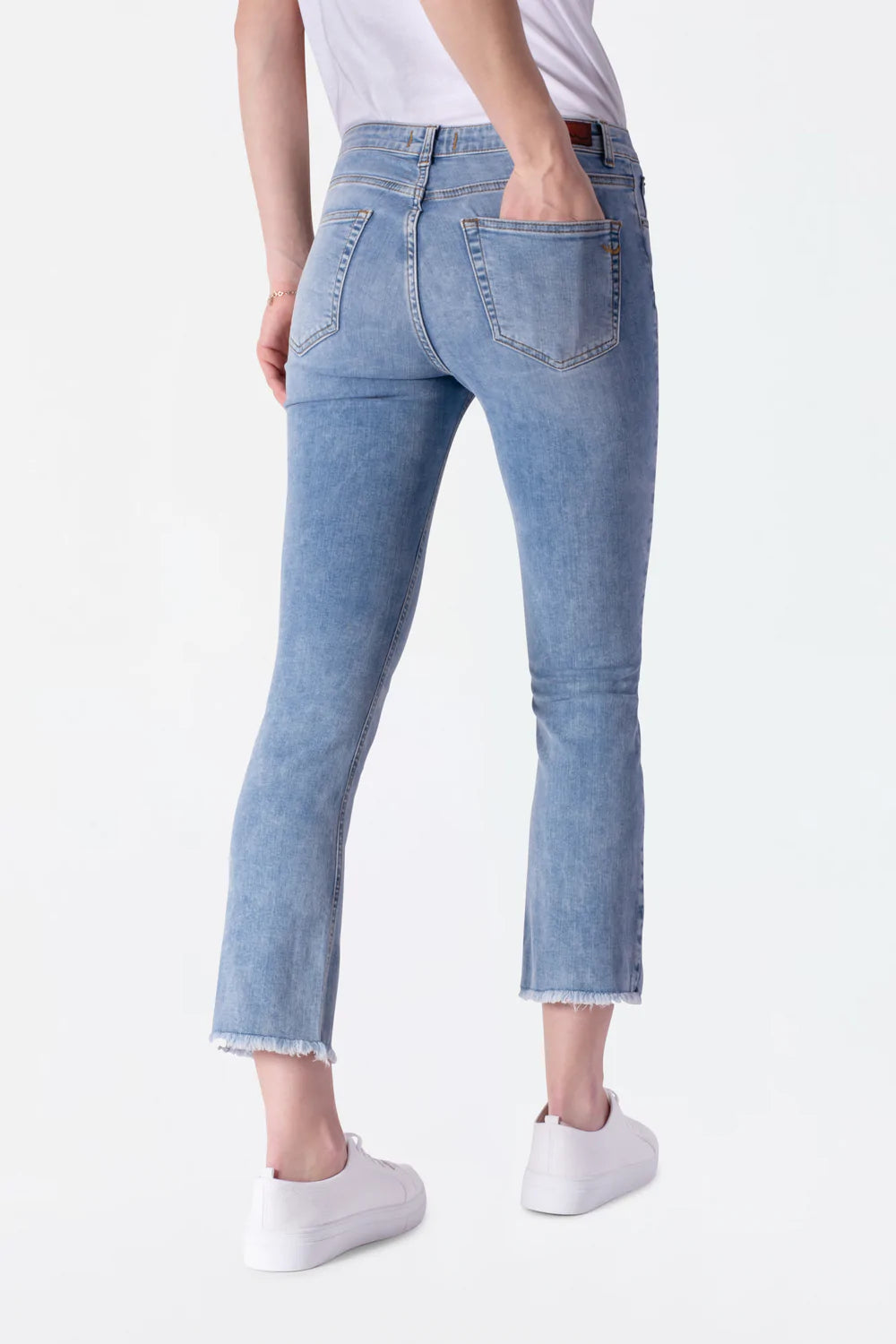 Lynda Ennio High Rise Cropped Flare Denim