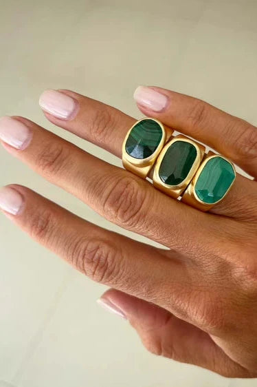 Free-Form Malachite Cocktail Ring