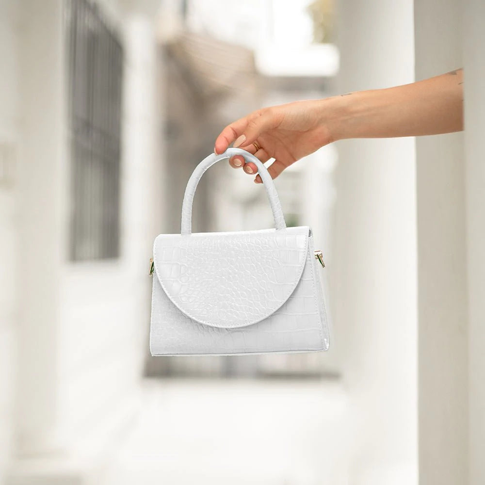 Nadia Top Handle Bag in White