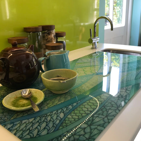 Extra Large Glass Counter Emerald Green