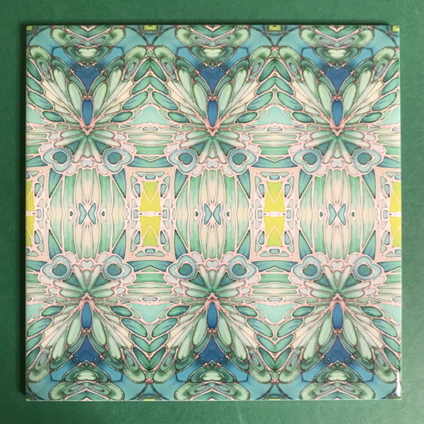 Nouveau Style Mint Green Butterfly Tiles - Beautiful Green Turquoise Tiles - Bohemian Ceramic printed  Tiles
