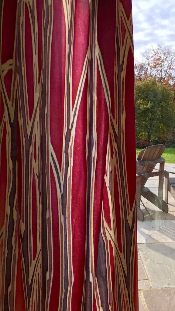 red and gold curtain fabric