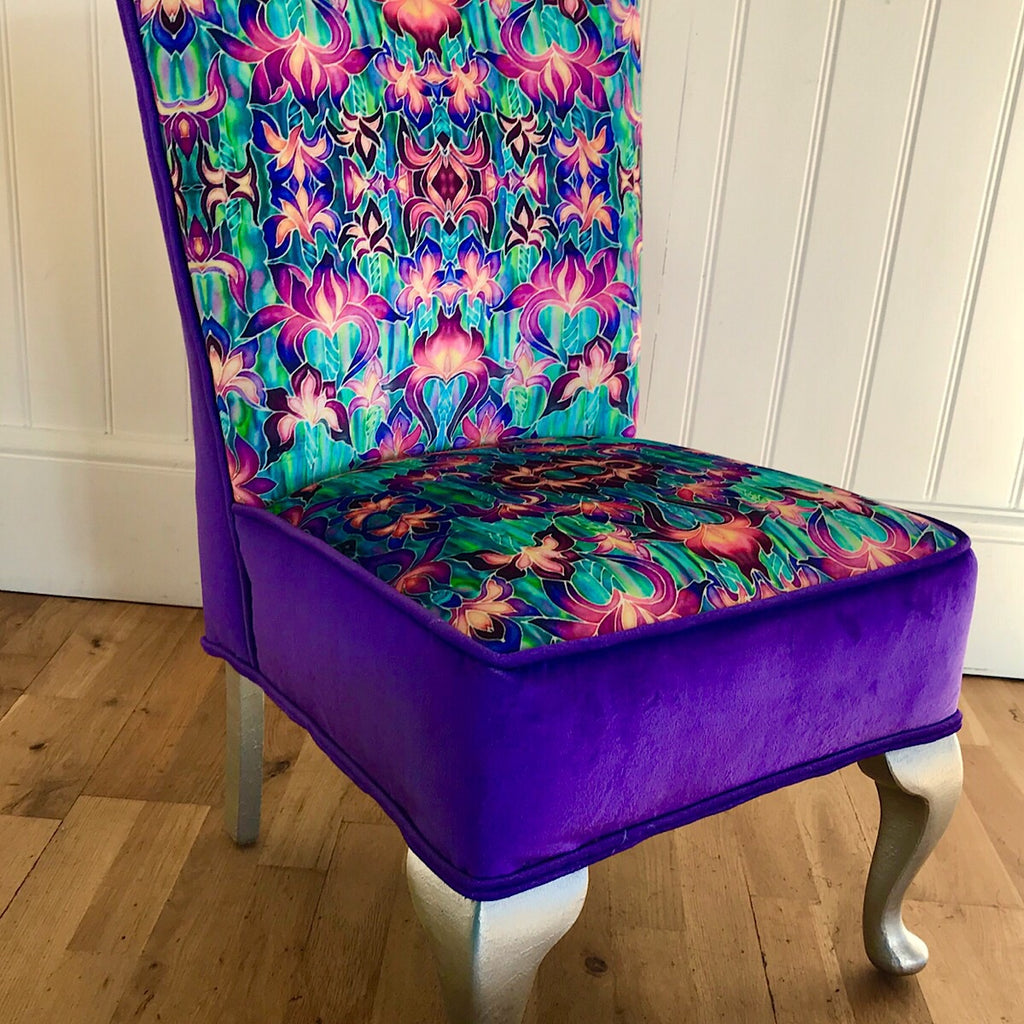 Purple Irises Bedroom Chair Iris Flowers Small Chair Bespoke Upholstery