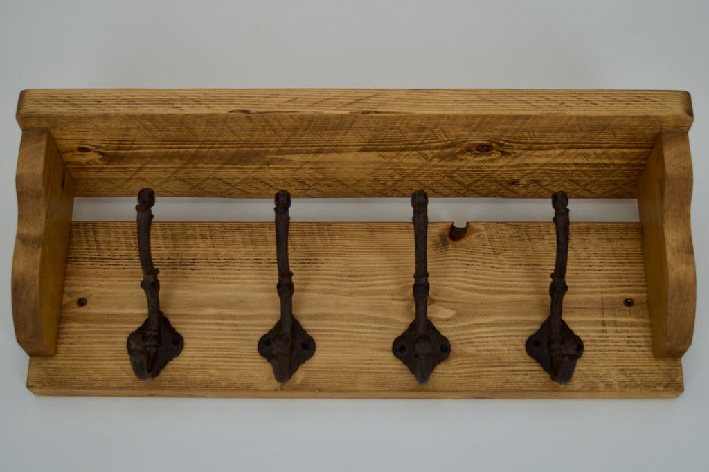 Handmade Farmhouse Style Heavy Rustic Hat/Coat Rack With Shelf And 4 C ...