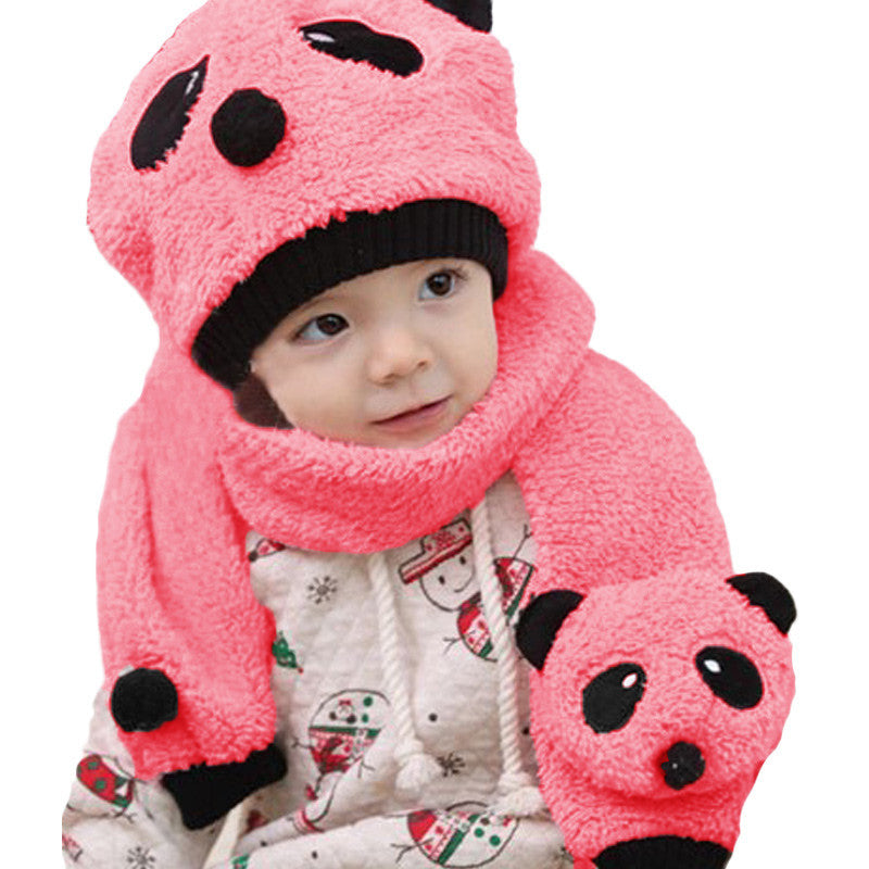 knitted baby hat warm cotton children beanie and scarf set lovely panda hats baby caps kids hat cap 