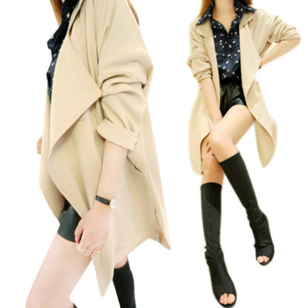 korean jacket elegant women lady long sleeve lapel loose coat ja