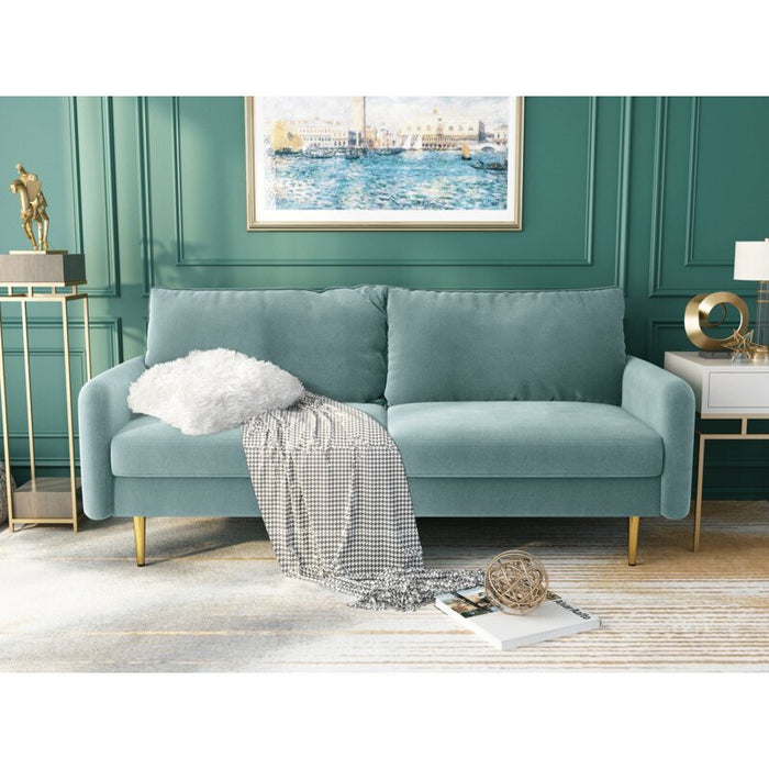 2- Seater Velvet Square Arm Living room Sofa L160cm x W81cm x H86cm Mint  Green | Cotton Home