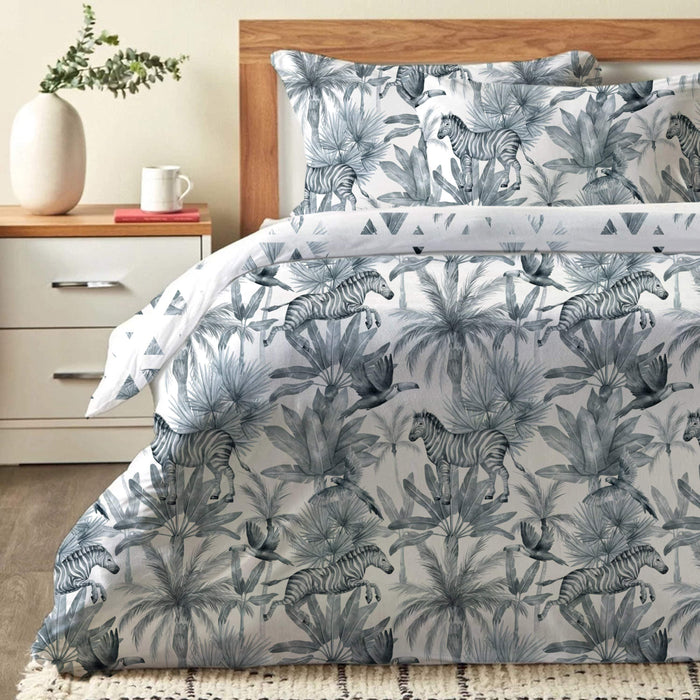 100% Cotton 4-Piece Printed Comforter Set Queen/King Size - Zebra Print