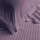 6-Piece Duvet Cover 100% Cotton   (1 Duvet Cover + 1 Fitted Sheet + 4 Pillow Cases) King 240x260cm - Purple Stripe - Cotton Home