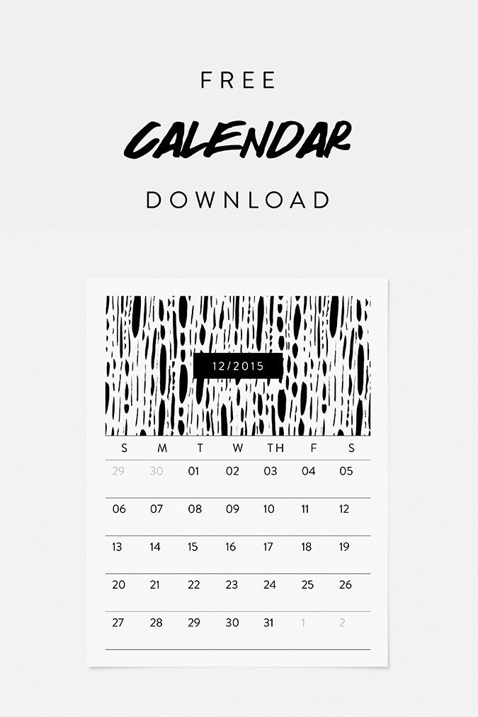 December 2015 Calendar Download