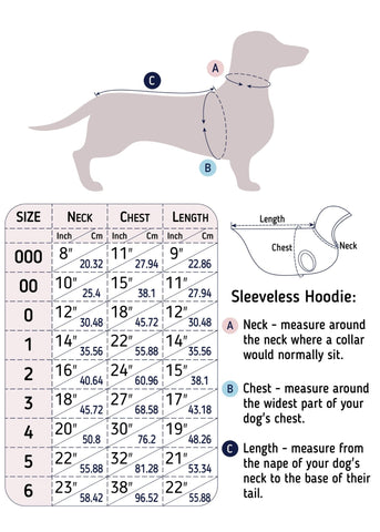 dog hoodie size chart