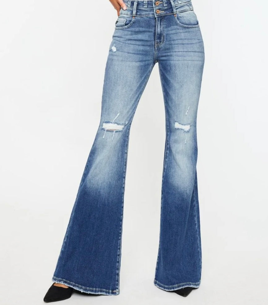Kancan Double Button Flare Jean