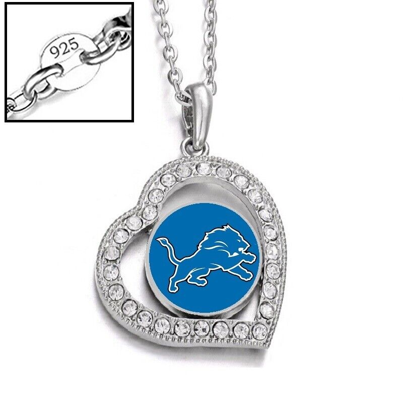 Detroit Lions Womens 925 Sterling Silver Link Chain Necklace D19
