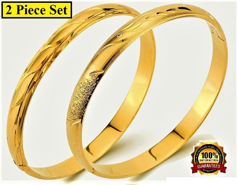 18k Gold Bracelets Bangle Womens Elegant Opening w Gift Pkg D41556-2PS