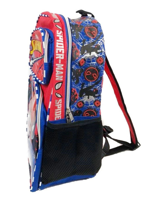 Spiderman 16 Backpack 4pc Set with Lunch Kit, Key Chain & Carabiner 