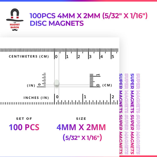 Magneti Potenti, 5 mm, 2 mm, 10 pz