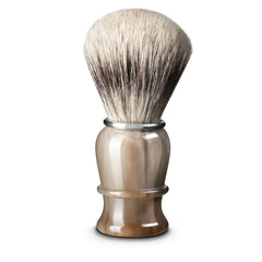 THIERS ISSARD BLONDE HORN SUPER BADGER 23MM SHAVING BRUSH with foamy lather