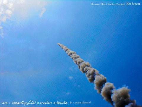 Bamboo rockets with smoke trail from Thailand