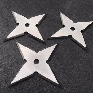 Silver Throwing Star Set - Professional 5 Point Ninja Stars