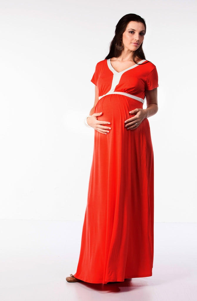 orange maternity maxi dress