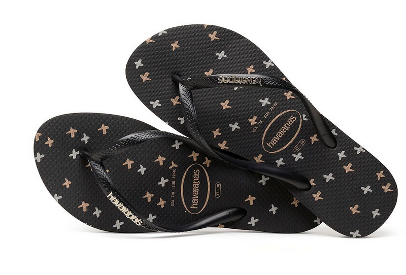 havaianas black gold metal logo