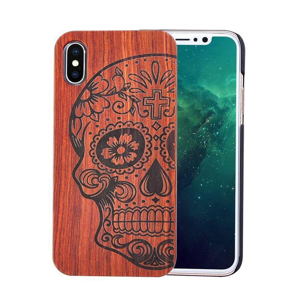 coque iphone 7 tete de mort bois