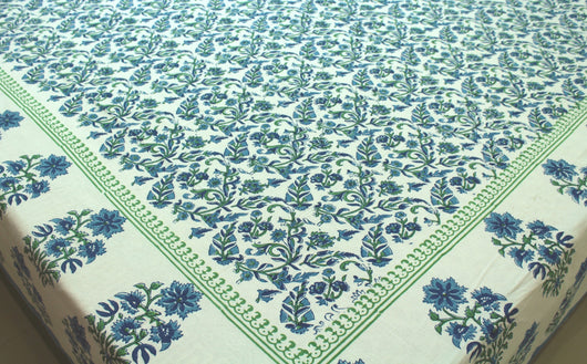 Cotton Indian Block Printed Bedspreads Extra Large King Blue