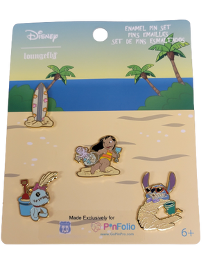 Loungefly Disney Lilo and Stitch Beach Day Pin Set LE 1000 GoPinPro, GoPinPro