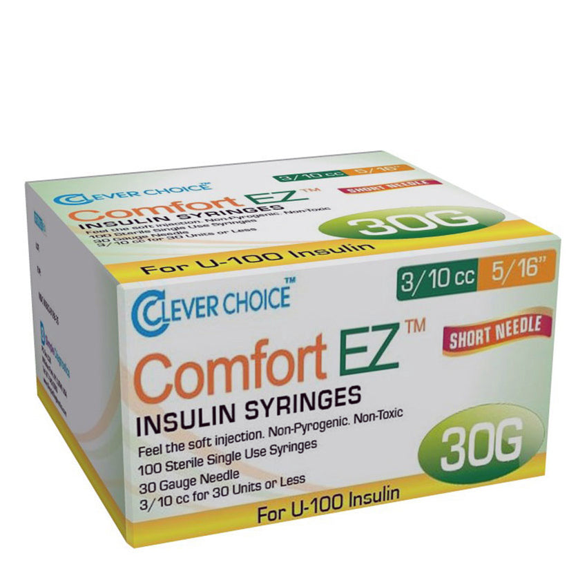 Clever Choice Comfort Ez Insulin Syringes 30g 3 10 Cc 5 16 100 Bx Diabetic Warehouse