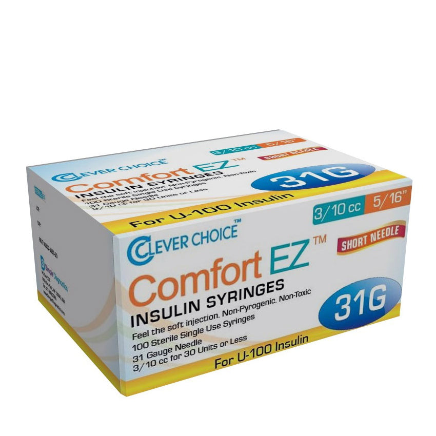 Clever Choice Comfort Ez Insulin Syringes 31g 3 10 Cc 5 16 100 Bx Diabetic Warehouse