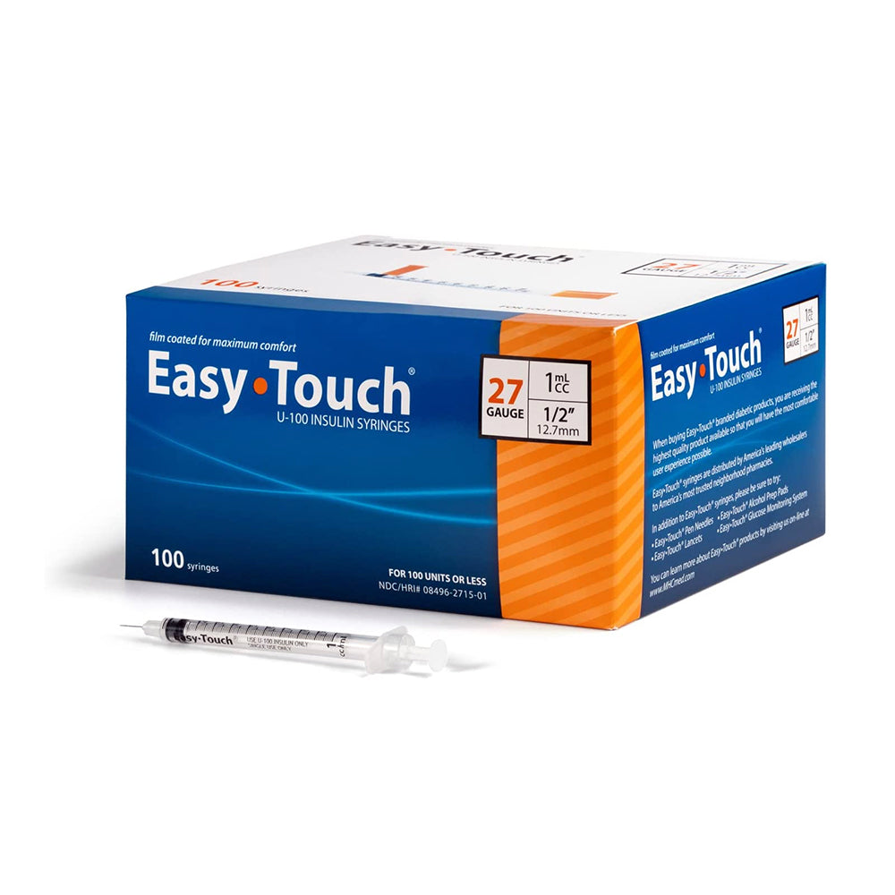 EasyTouch Insulin Syringes 27G 1cc 1/2" 100/bx