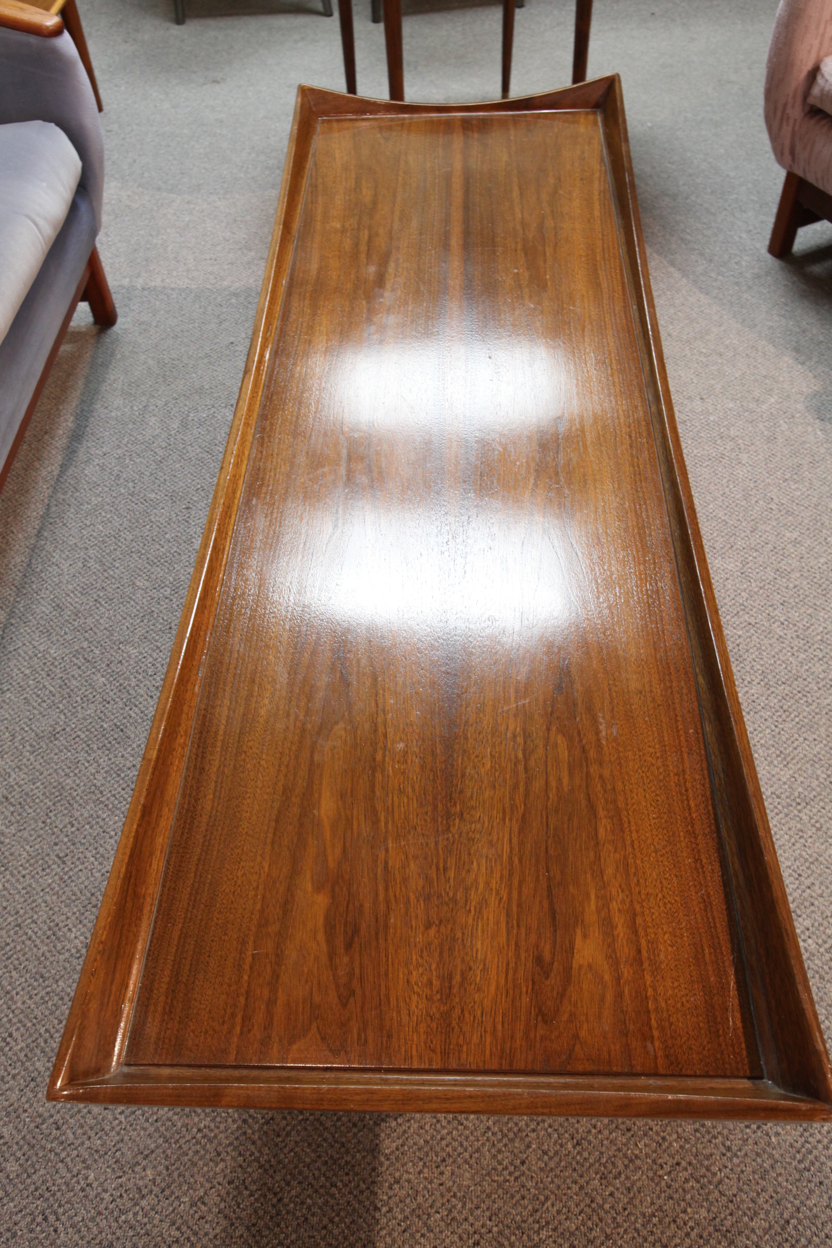 Dielcraft Walnut Surfboard Style Coffee Table (59.5" x 20" x 16"H) - Consign Design Edmonton