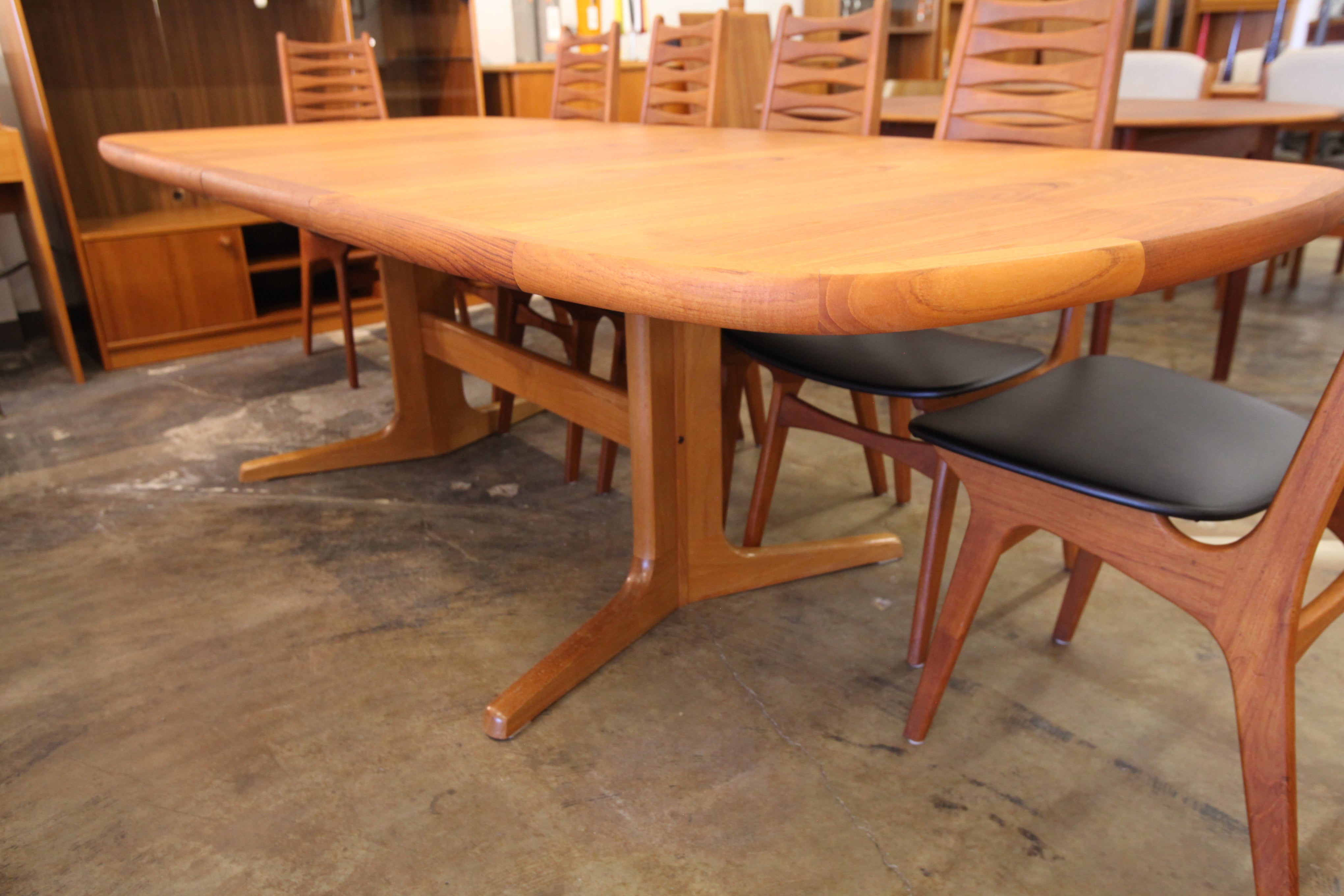 Beautiful Long Vintage Teak Dining Table w/ Gear Assisted Opening