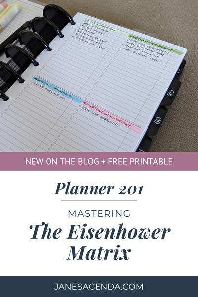 Eisenhower Matrix in your Planner