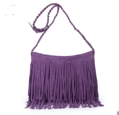 Women's Boho Leather Handbag, Suede Fringe Crossbody Bag