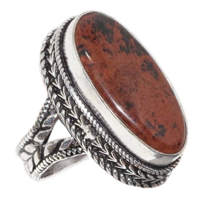 Mahogany Obsidian Ring Size 9 / Stone Ring Crystal Ring / Copper  Electroformed Ring / Boho Jewelry Hippie Ring Gypsy Ring Boho