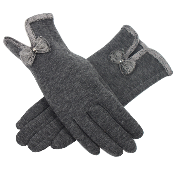 Cashmere-blend gloves - Dark grey - Ladies
