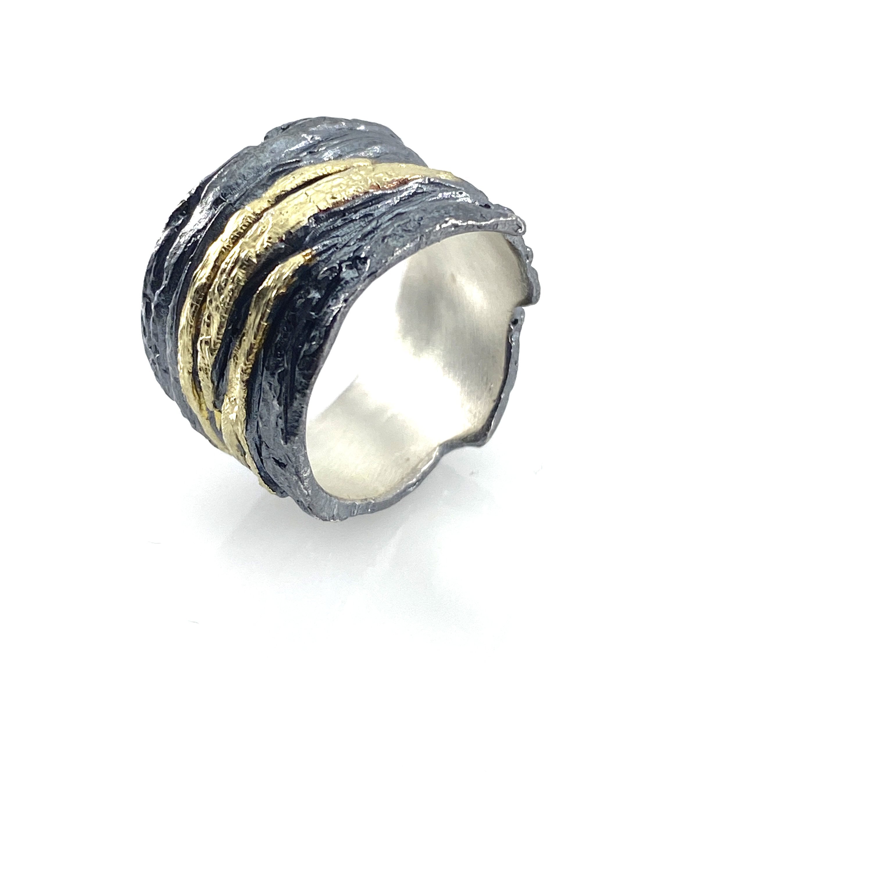 Black and Gold Slice Ring