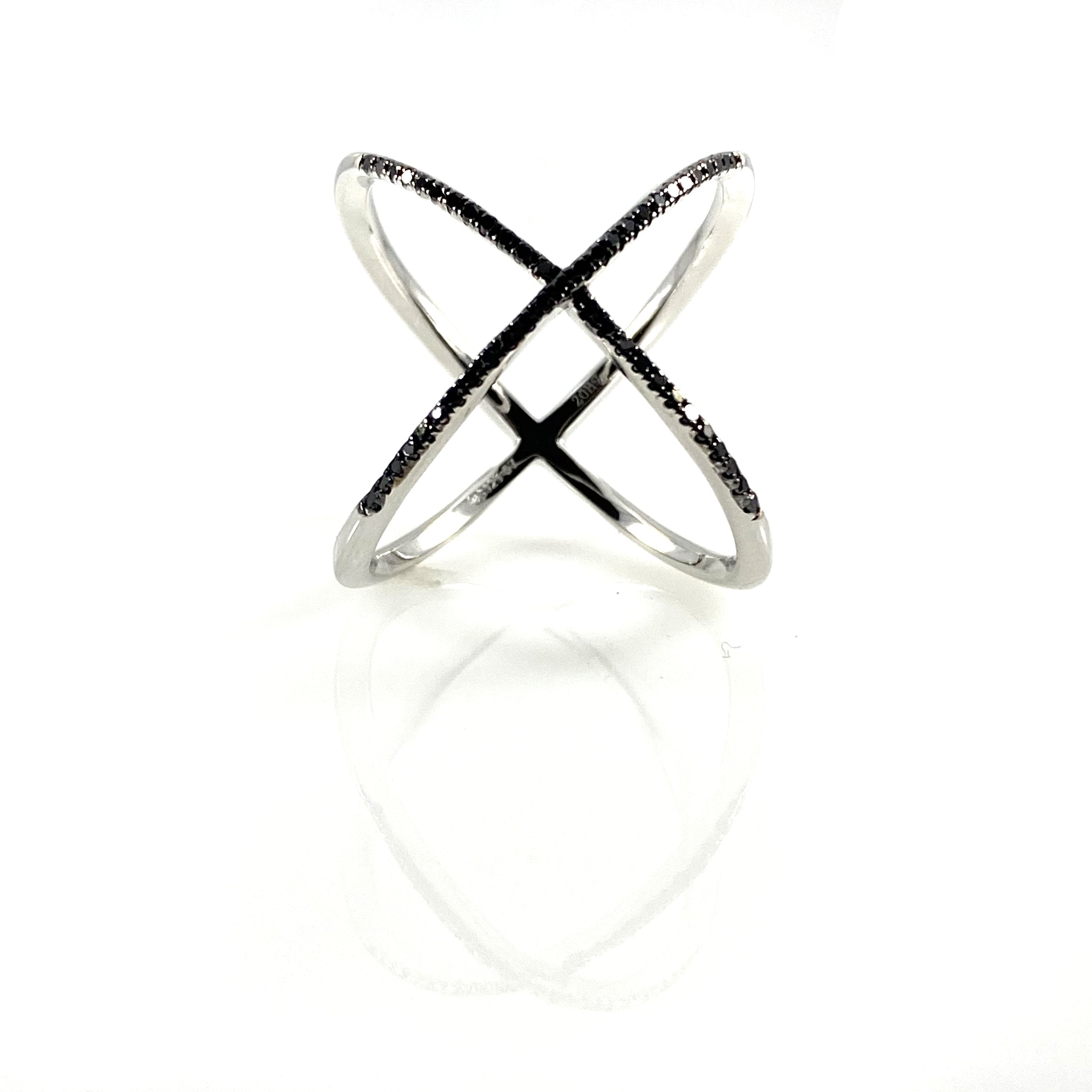 Criss Cross Black Diamond Ring