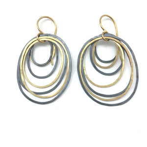 Black and Gold Ripple Hoops - Small Earrings Heather Guidero