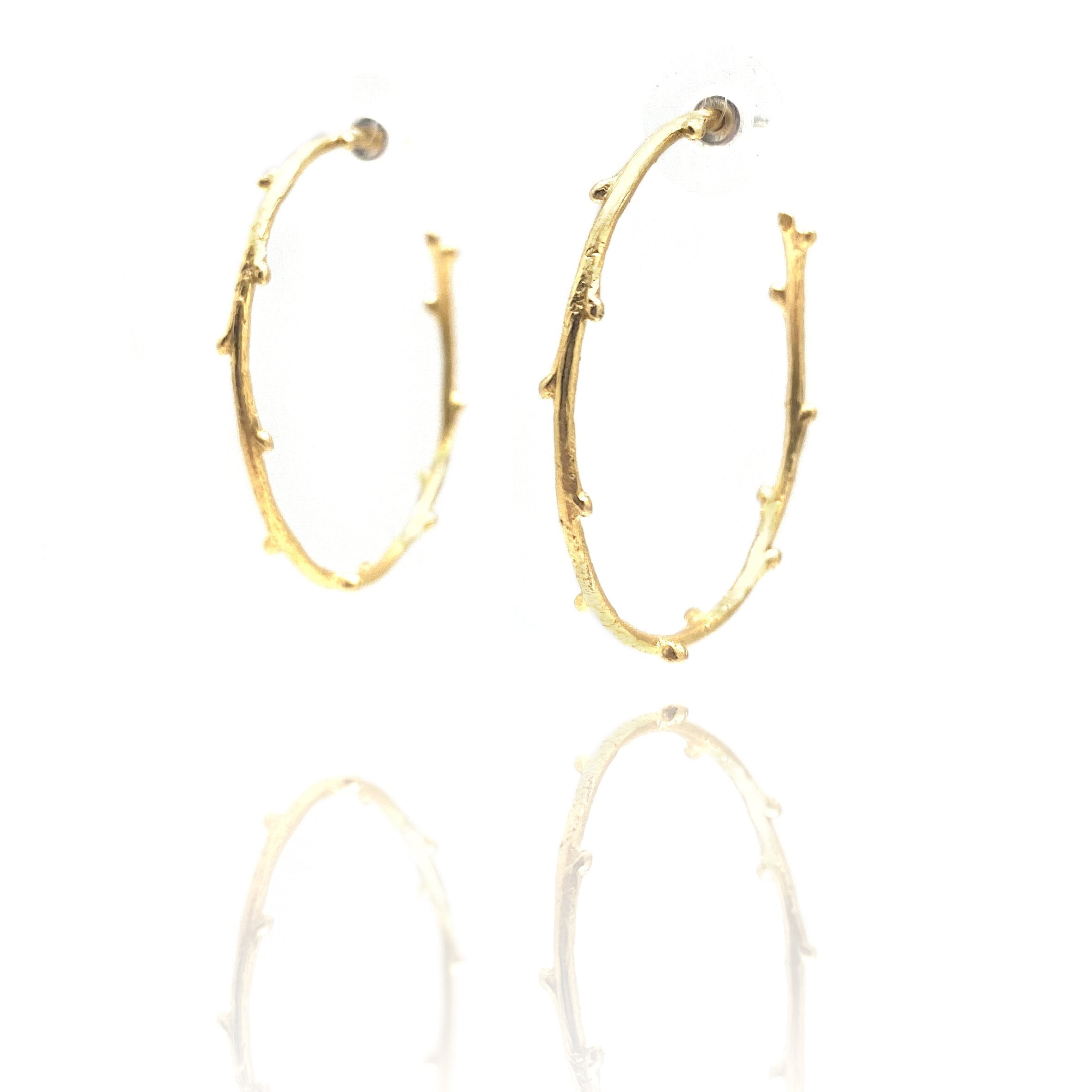 Large Gold Twig Hoops