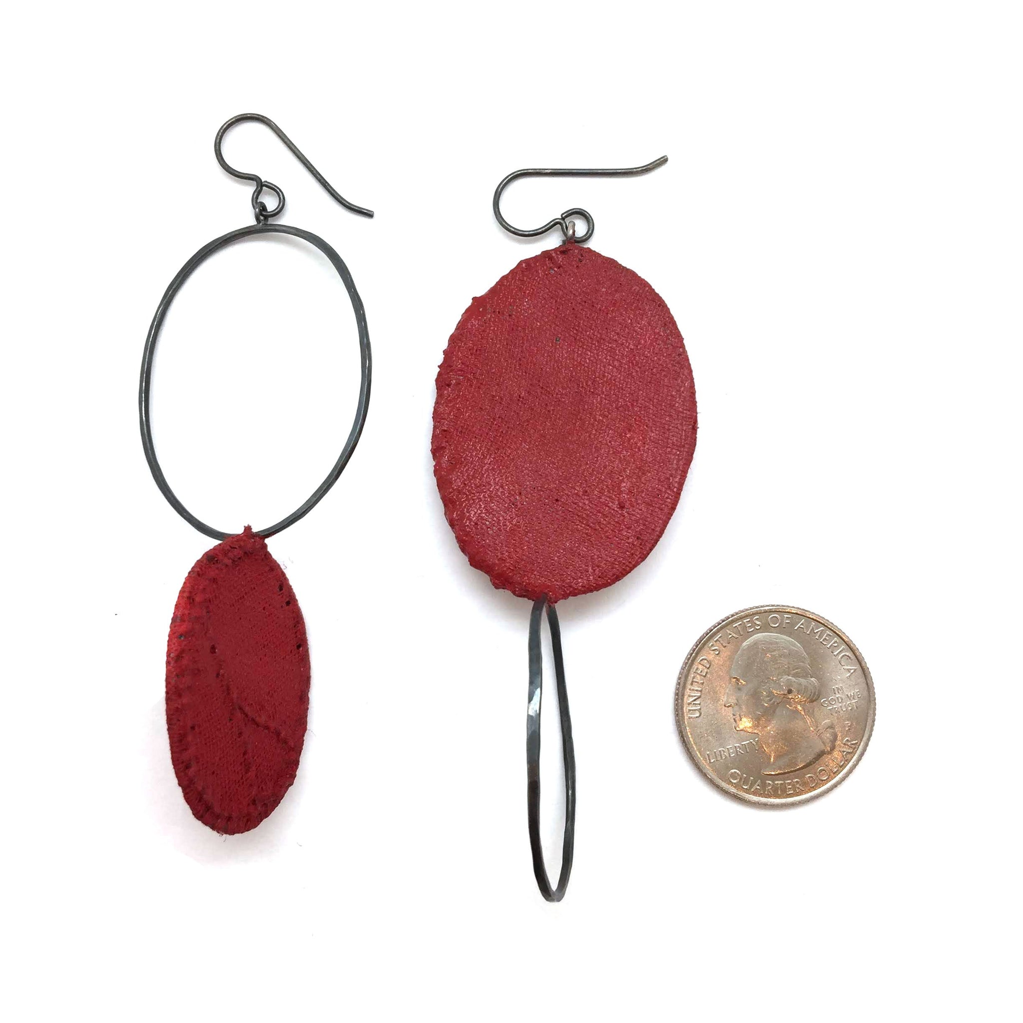 Double Oval Hoops- Red Earrings Myung Urso Pistachios