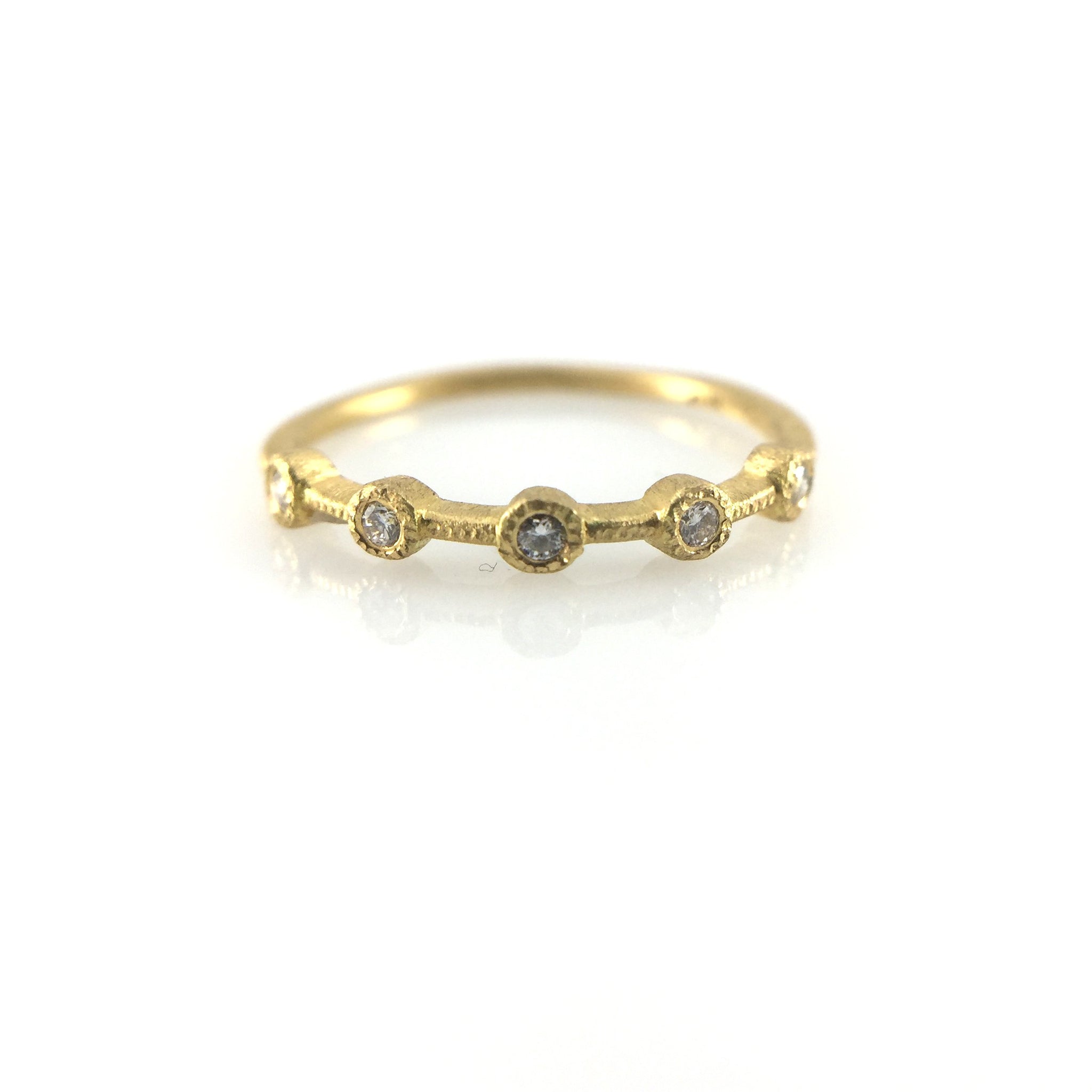 Yasuko Azuma 18K Gold Ring with Four Prong-Set Colorless Diamonds