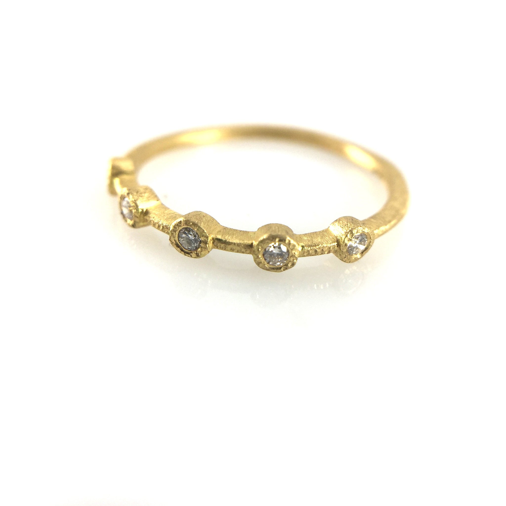 Yasuko Azuma 18K Gold Ring with Four Prong-Set Colorless Diamonds