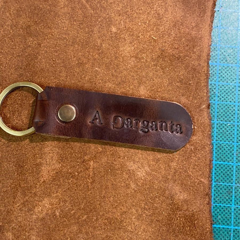 brown handmade personalised leather key chain