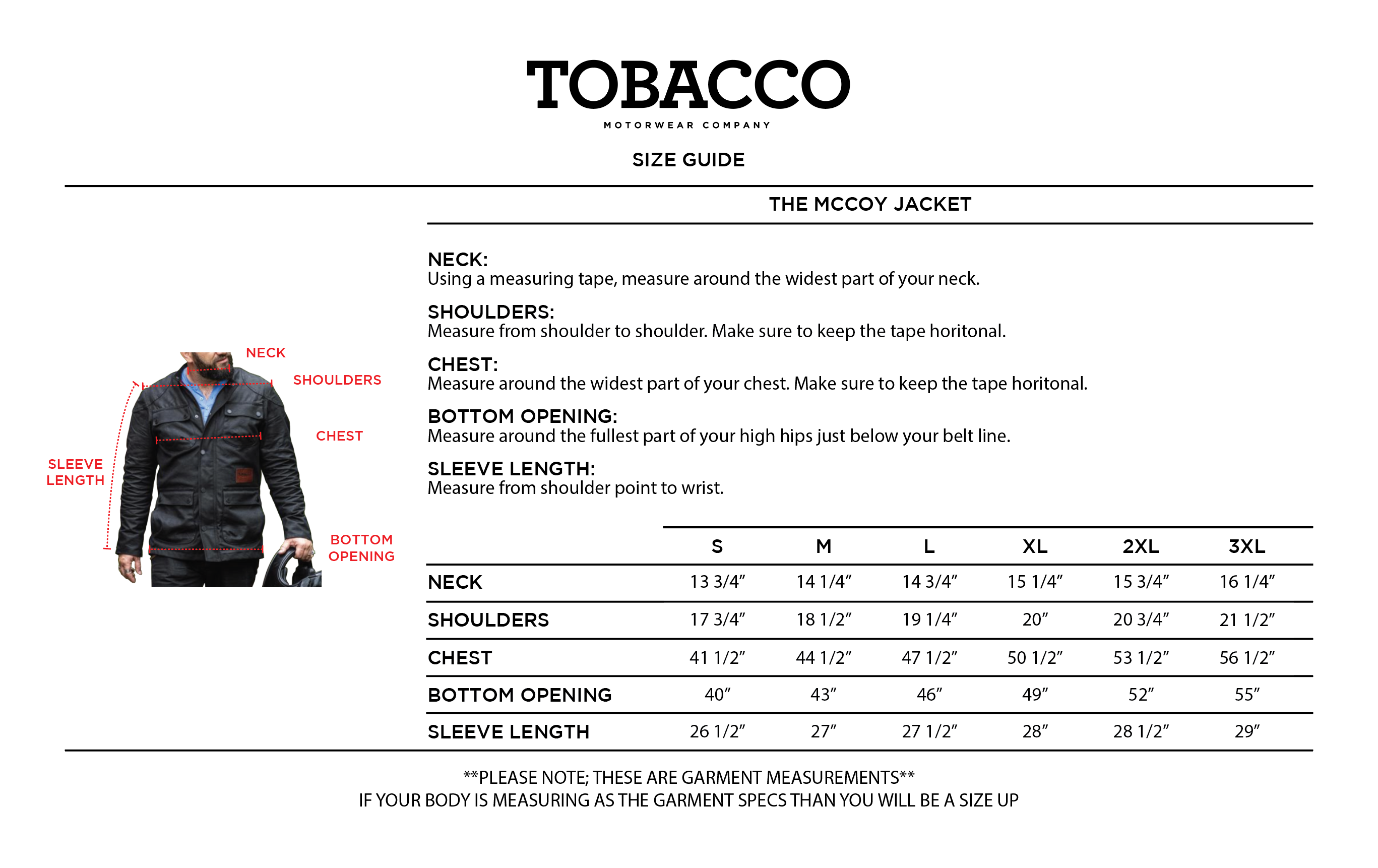 Mccoy Size Chart