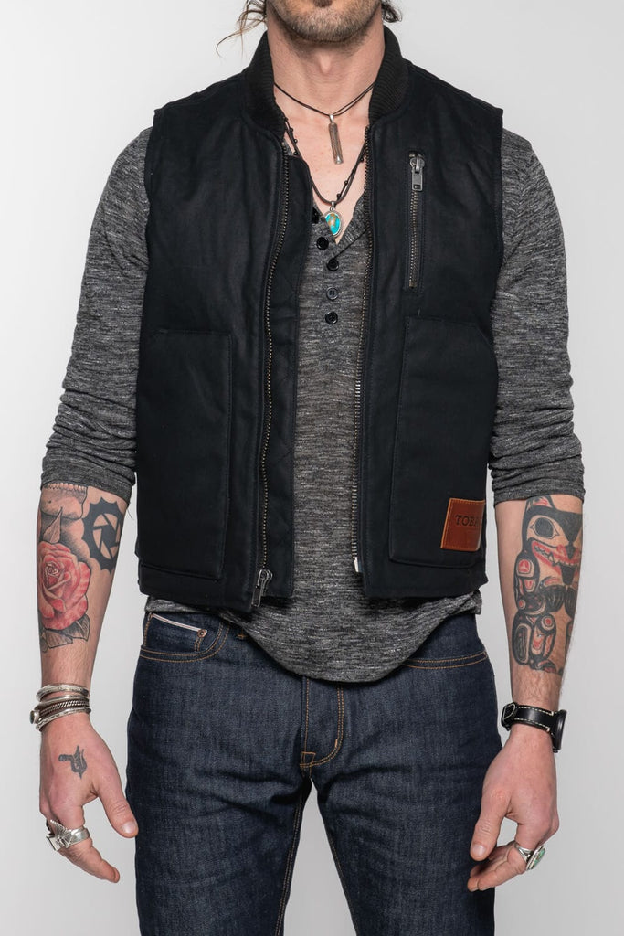 waxed canvas motorcycle vest