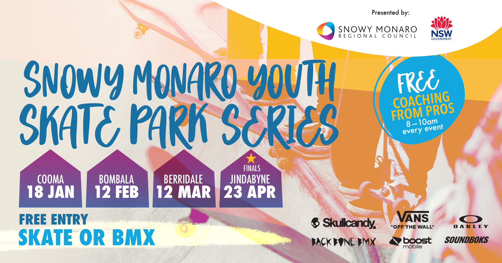 Snowy Monaro skatepark series flyer