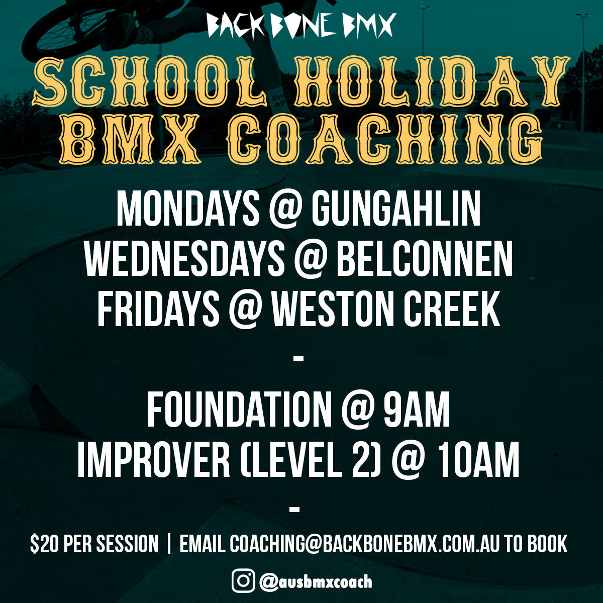 school holiday bmx coaching canberra